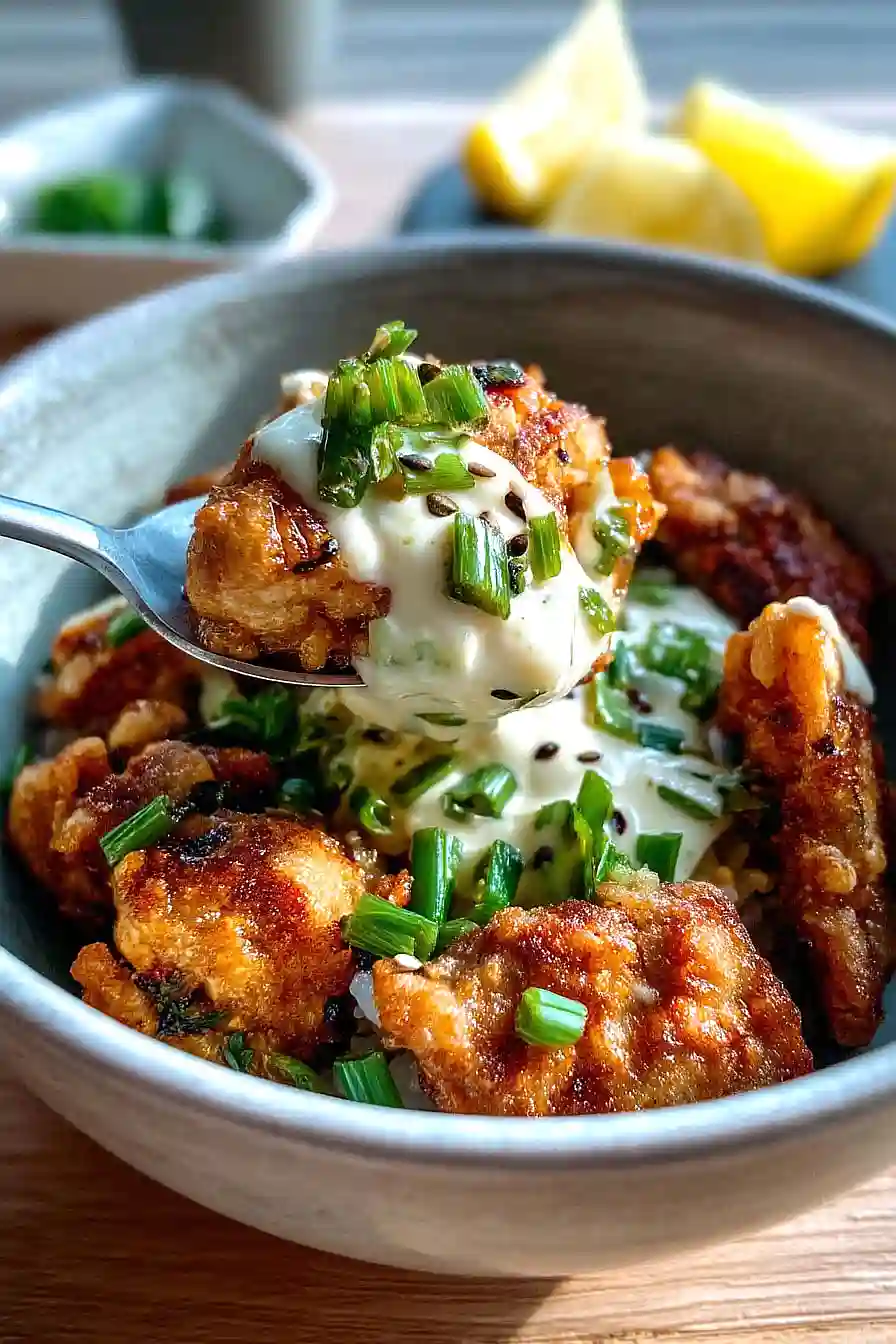 fried chicken rice bowl