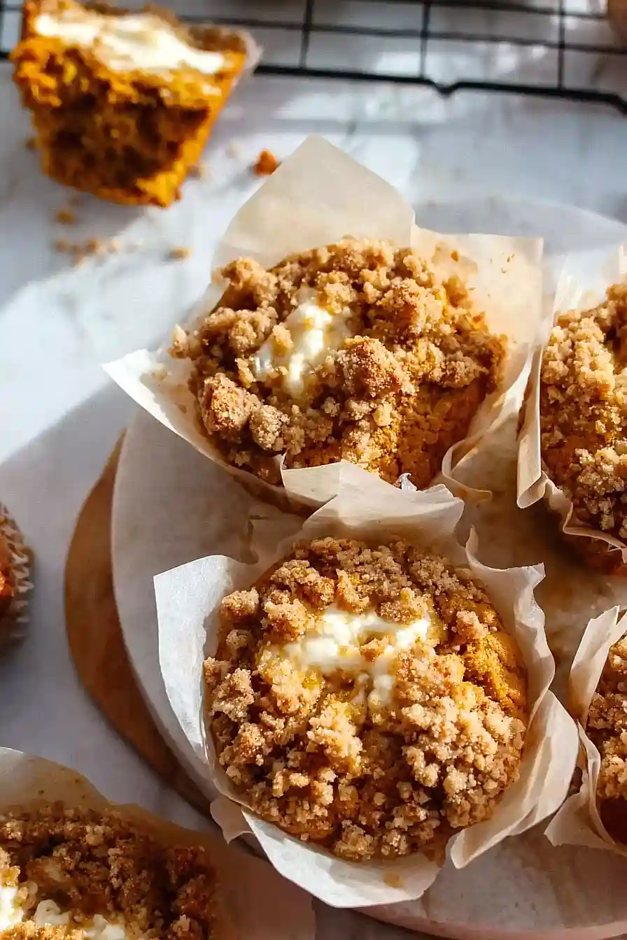 pumpkin banana bread muffins with cream cheese