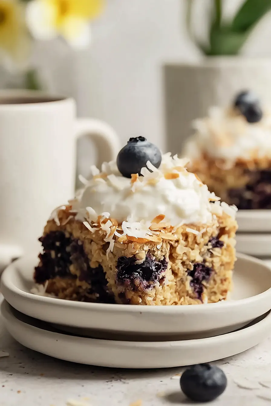 Blueberry Oatmeal Cake with Greek Yogurt