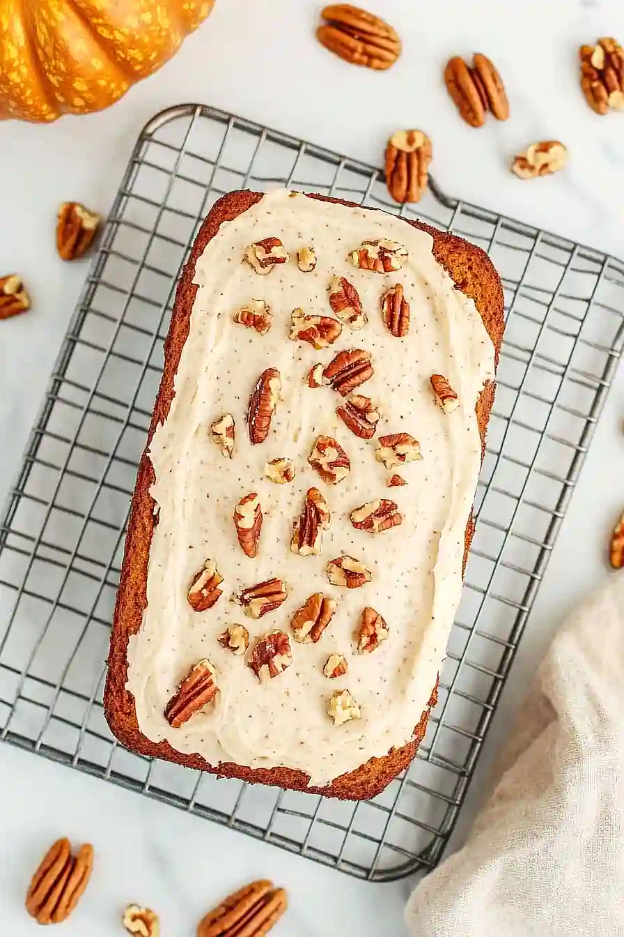 pumpkin banana bread with cream cheese frosting