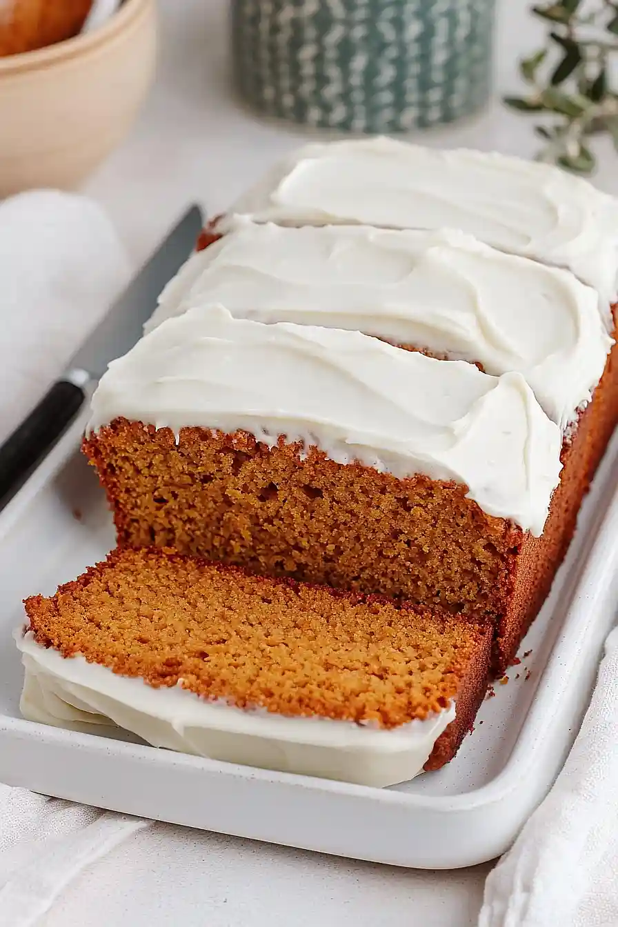 pumpkin bread with cream cheese frosting