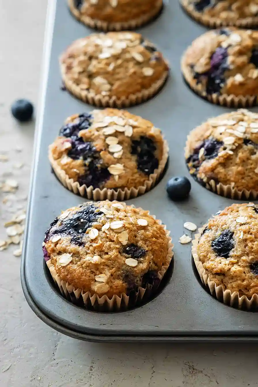 Healthy Blueberry Oatmeal Muffins