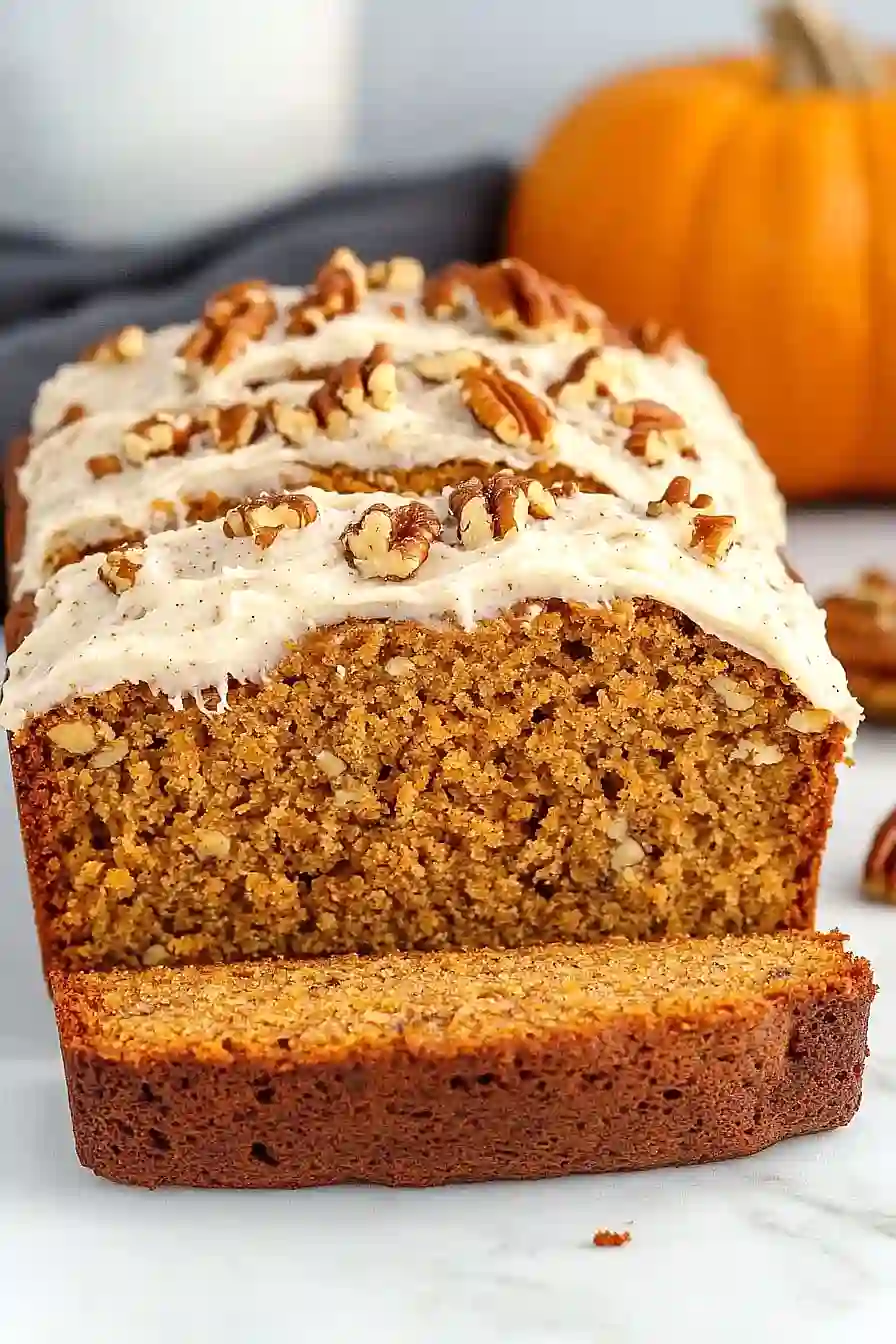 pumpkin banana bread with cream cheese frosting