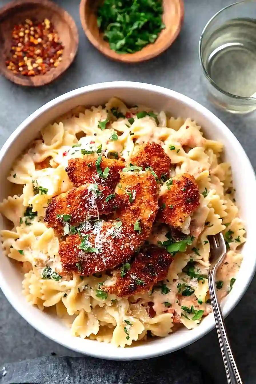 fried chicken pasta