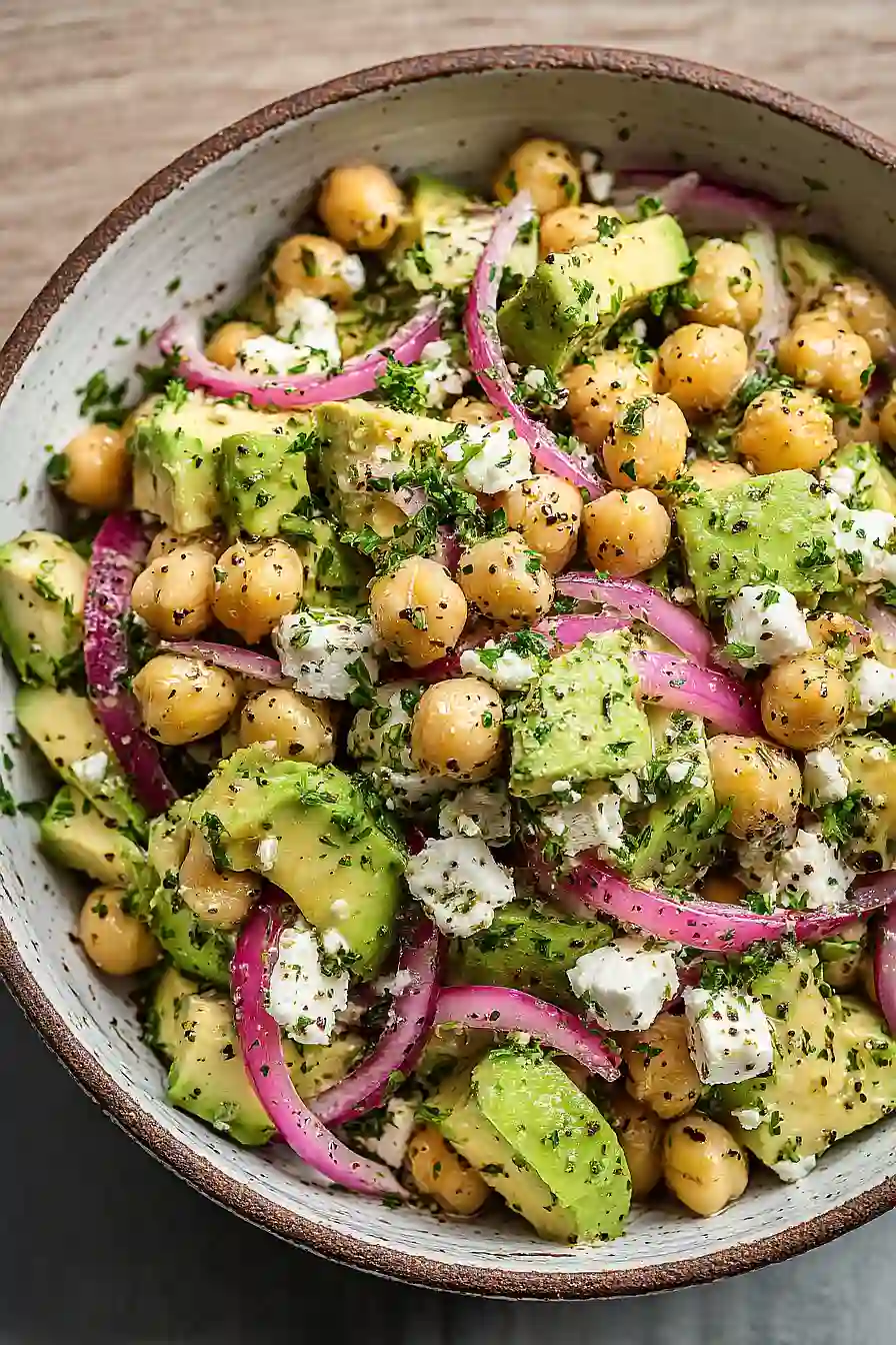 Chickpea Feta Avocado Salad