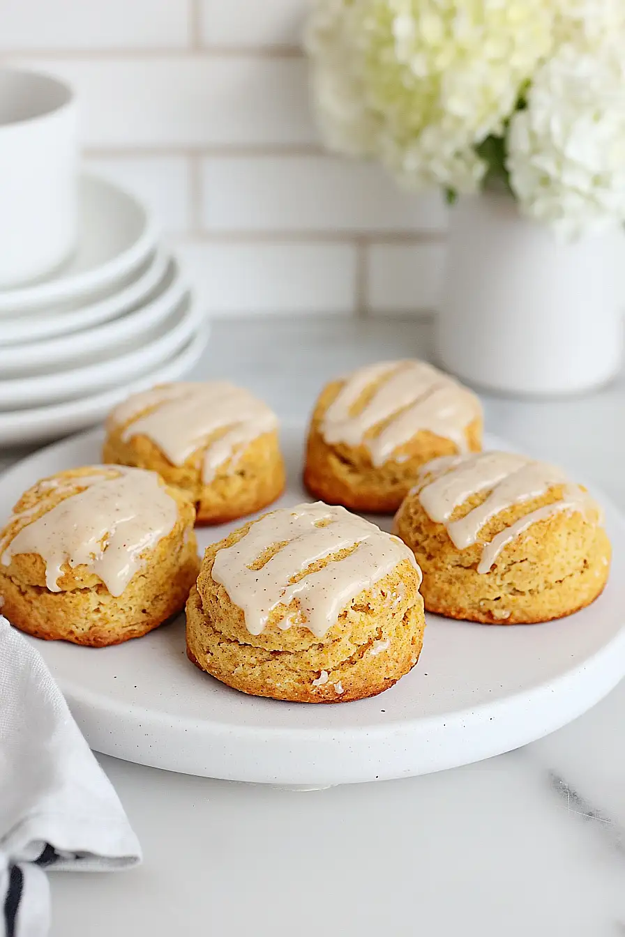 pumpkin pecan scones with brown butter glaze