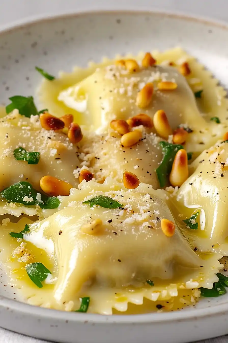 pumpkin ravioli with pine nuts
