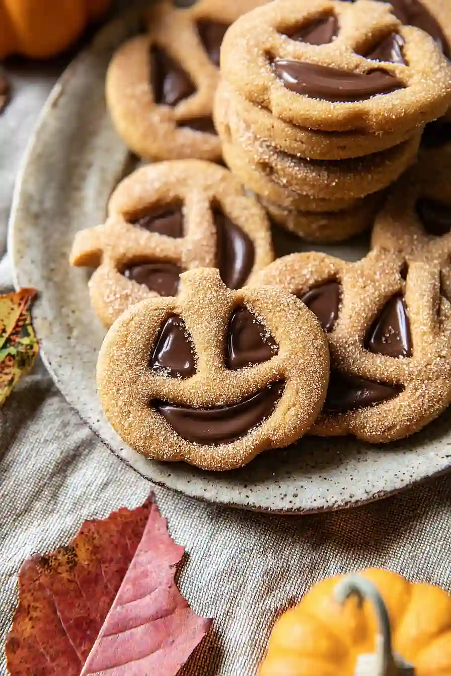Milk Chocolate Stuffed Jack O' Lantern Halloween Cookies