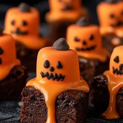 Melted Halloween Jack O’ Lantern Brownies