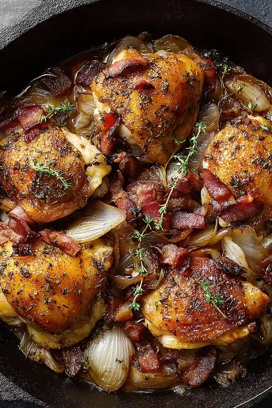 Chicken Fricassée with Shallots and Bacon