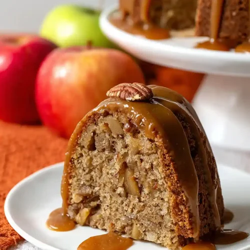 Apple Pecan Cake With Caramel Glaze
