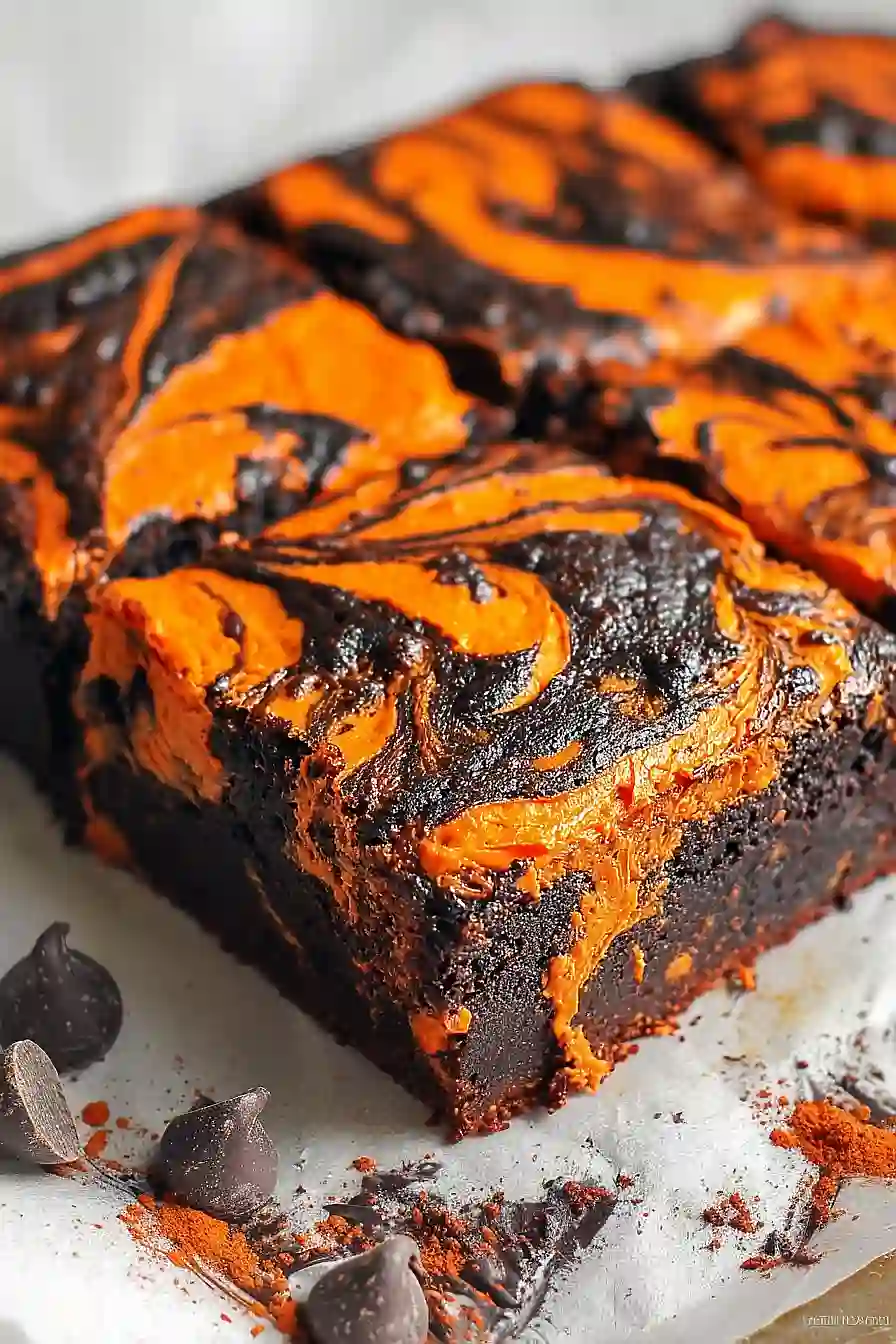 Halloween Cream Cheese Swirl Brownies
