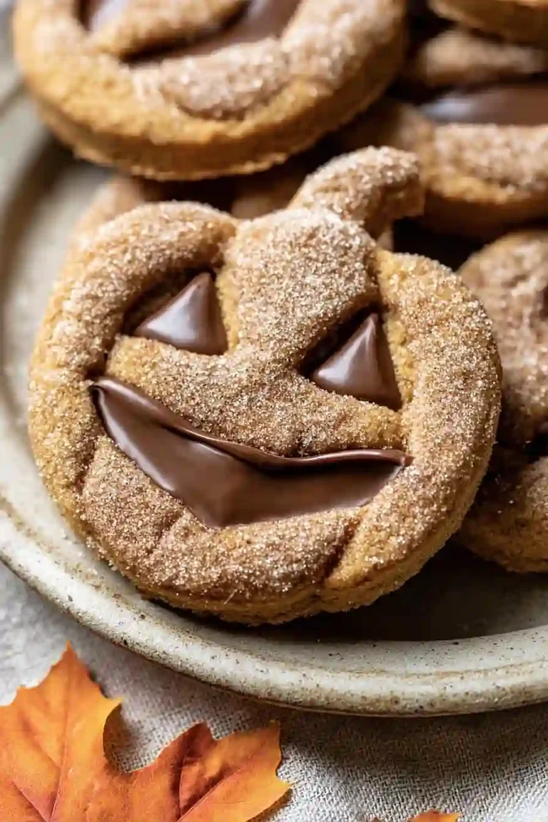 Milk Chocolate Stuffed Jack O' Lantern Halloween Cookies