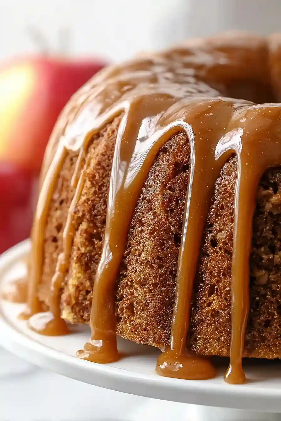 Apple Pecan Cake With Caramel Glaze