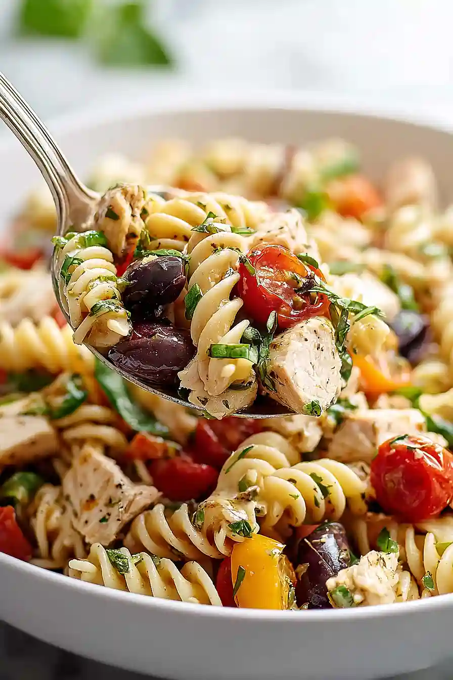 Mediterranean Chicken Pasta Salad