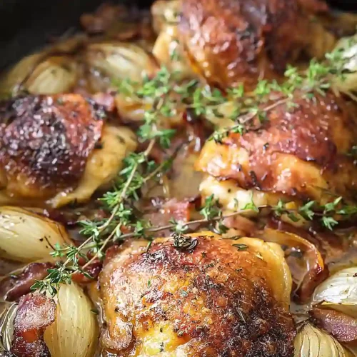 Chicken Fricassée with Shallots and Bacon