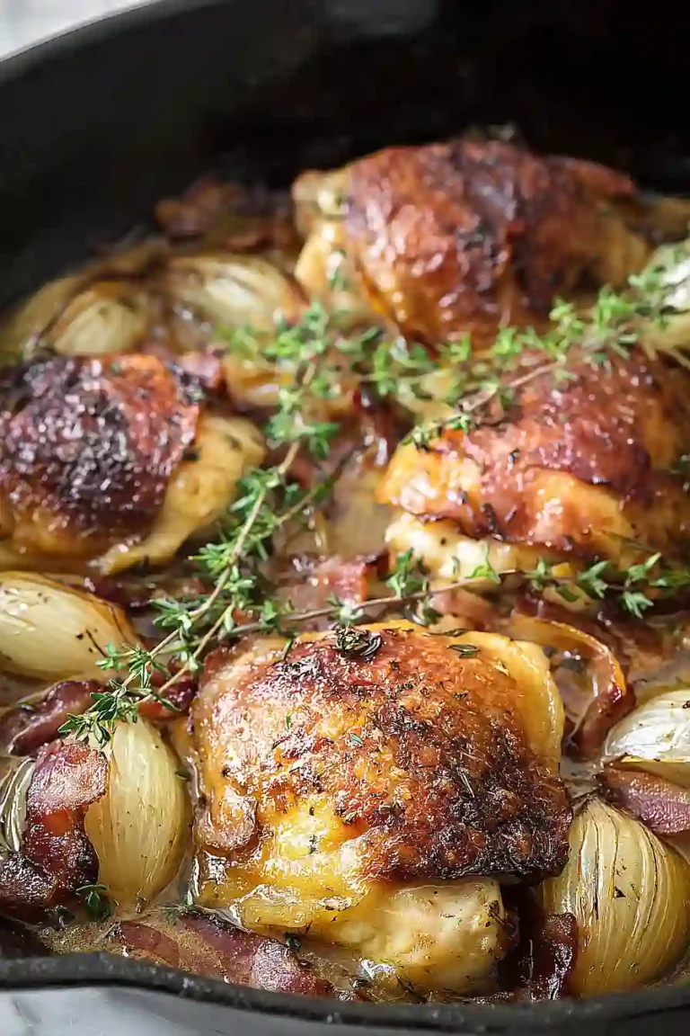 Chicken Fricassée with Shallots and Bacon