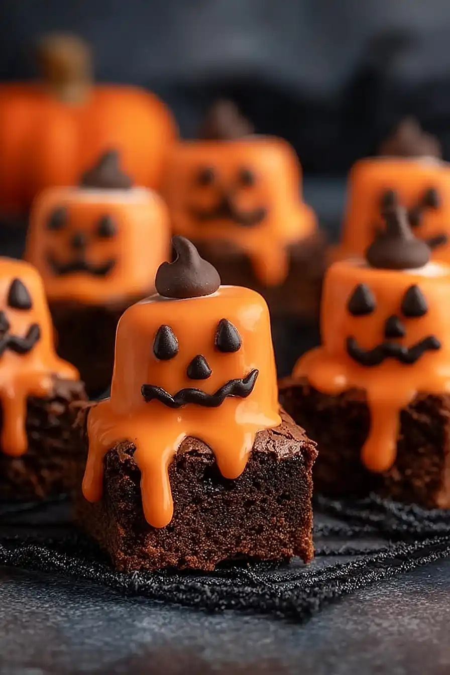 Melted Halloween Jack O’ Lantern Brownies