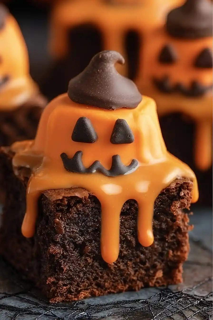Melted Halloween Jack O’ Lantern Brownies