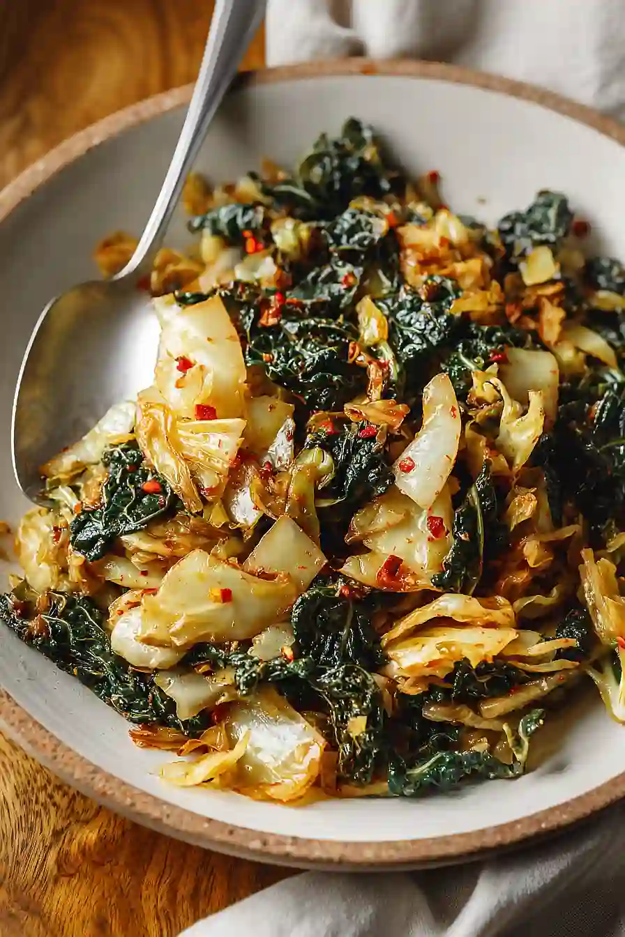 Garlic Sautéed Cabbage Kale Skillet