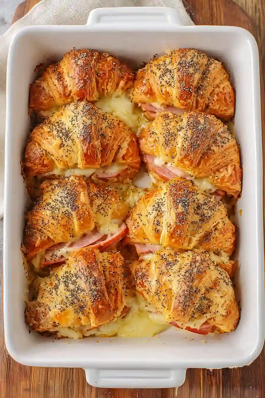 baked ham and cheese croissants