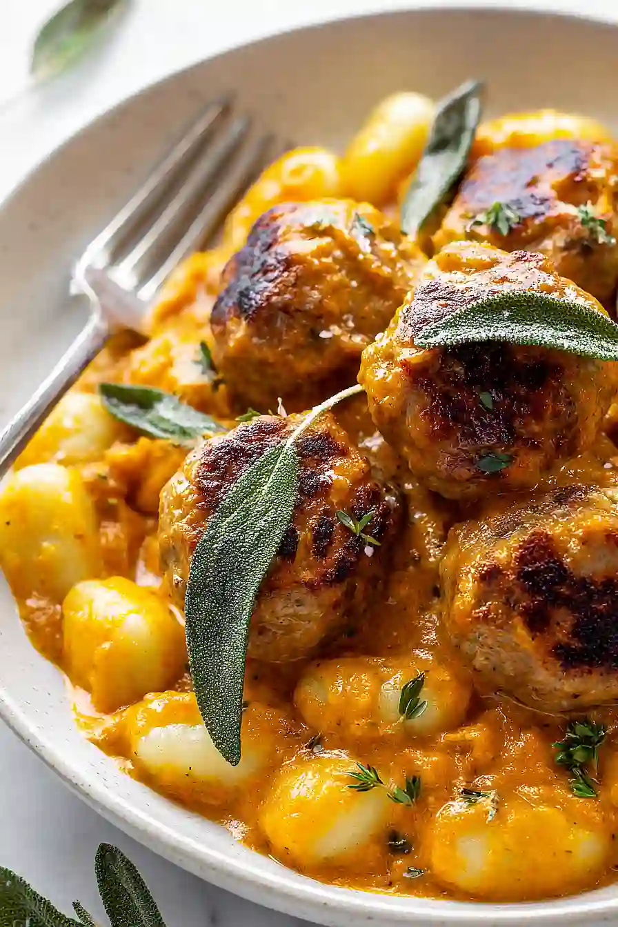 Turkey Meatballs in Pumpkin Sage Sauce