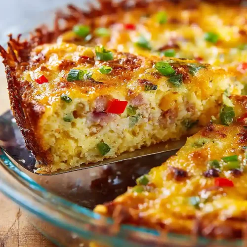 Hash Brown Crust Quiche with Ham and Cheddar