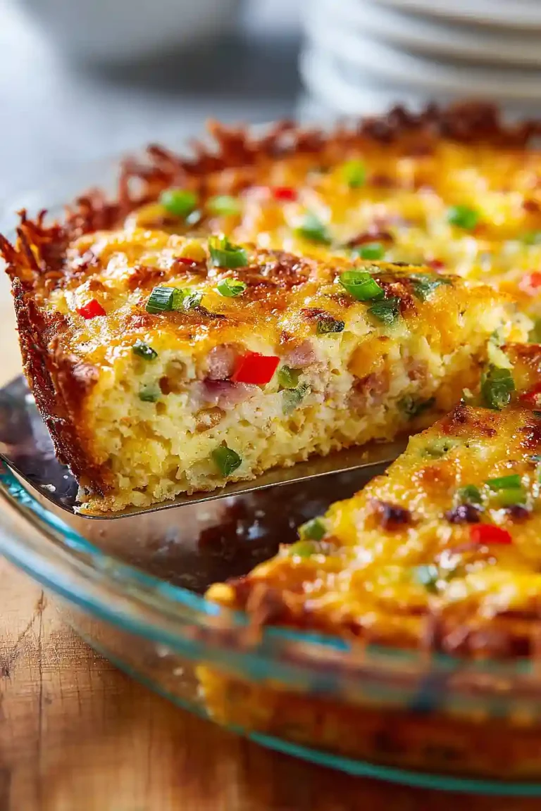 Hash Brown Crust Quiche with Ham and Cheddar