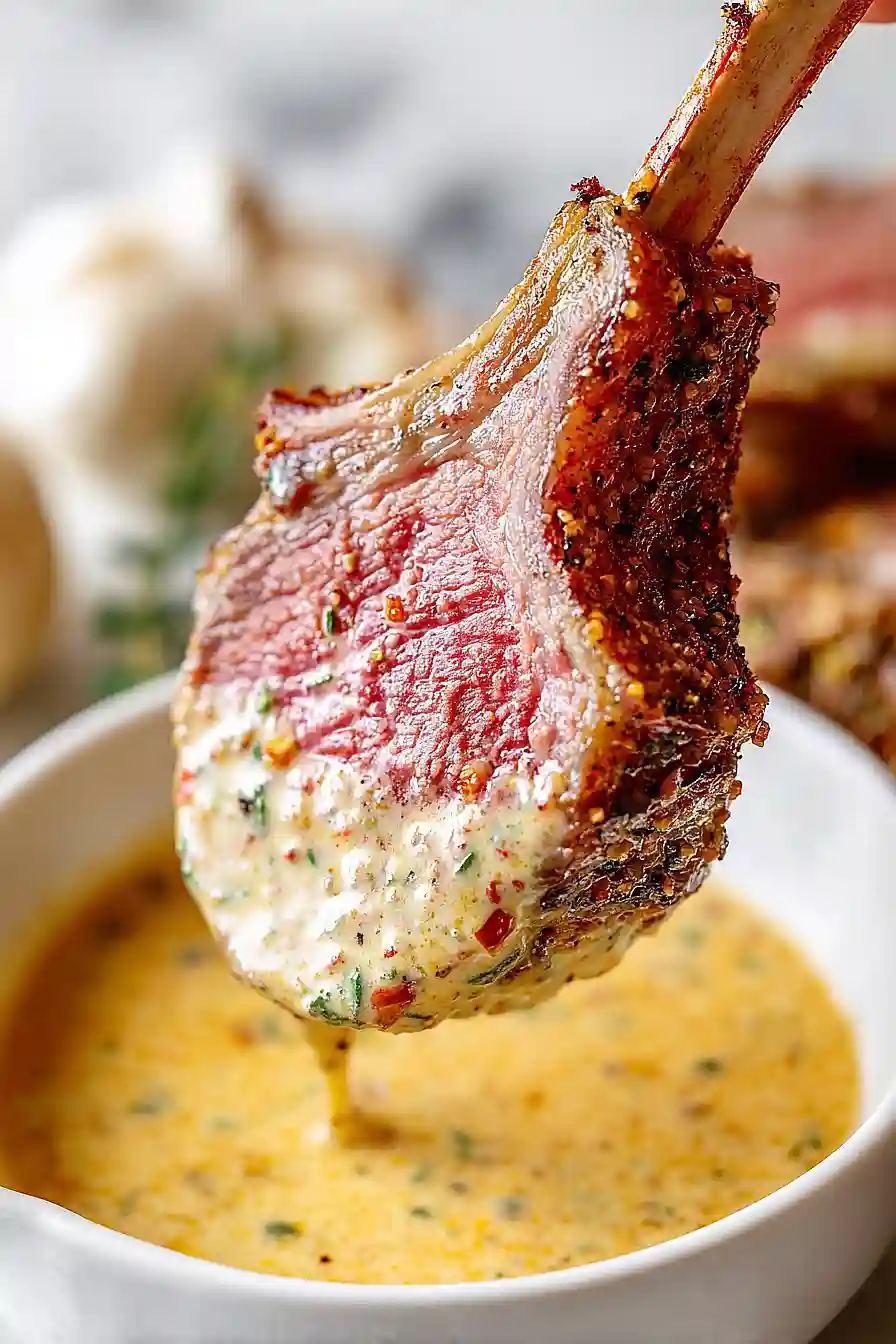 Garlic Roasted Rack of Lamb with Butter Sauce