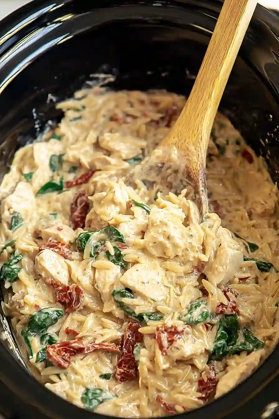 crockpot tuscan chicken orzo