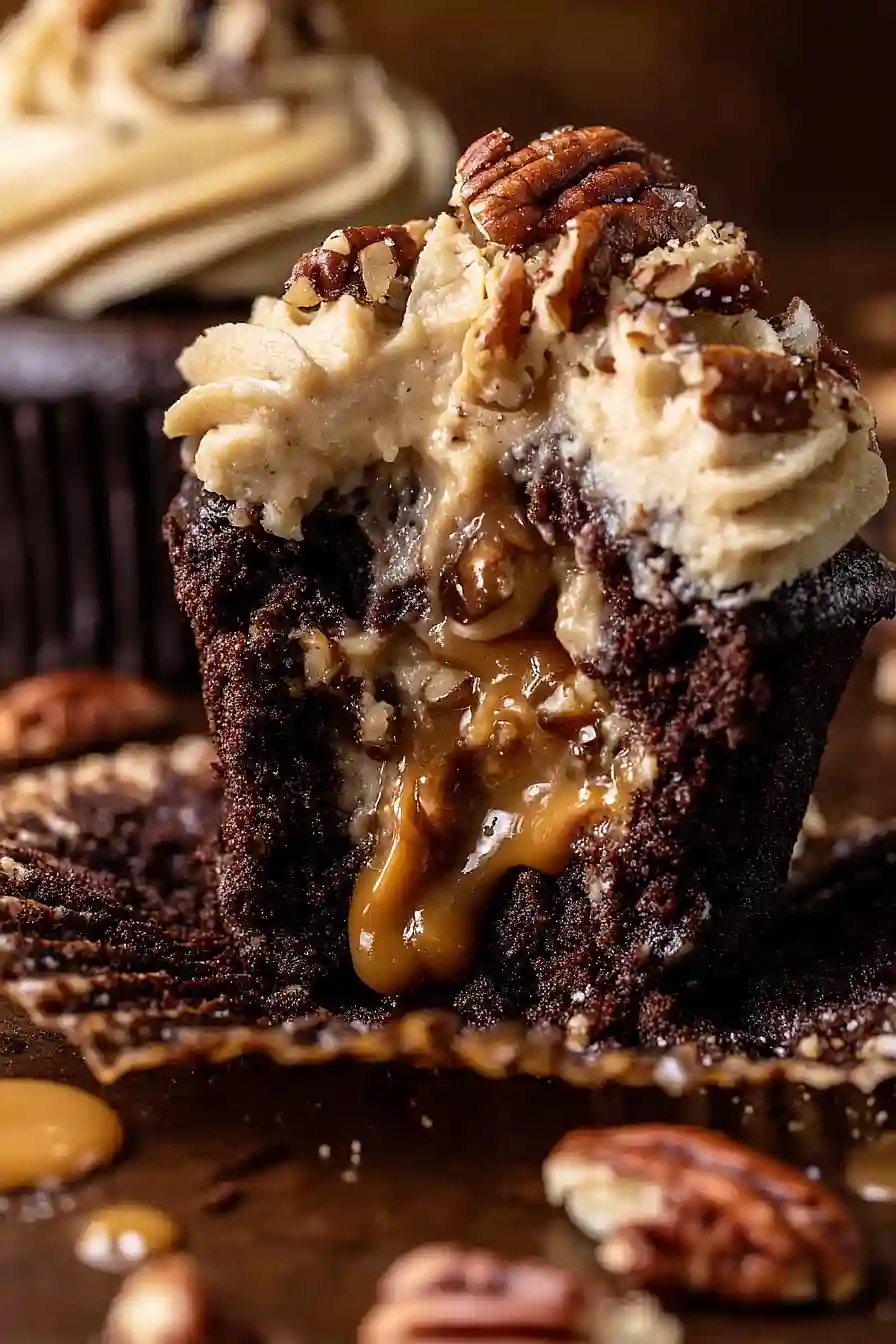 chocolate pecan pie cupcakes