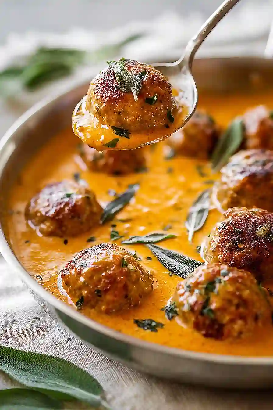Turkey Meatballs in Pumpkin Sage Sauce