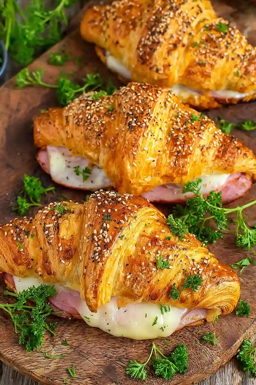 baked ham and cheese croissants