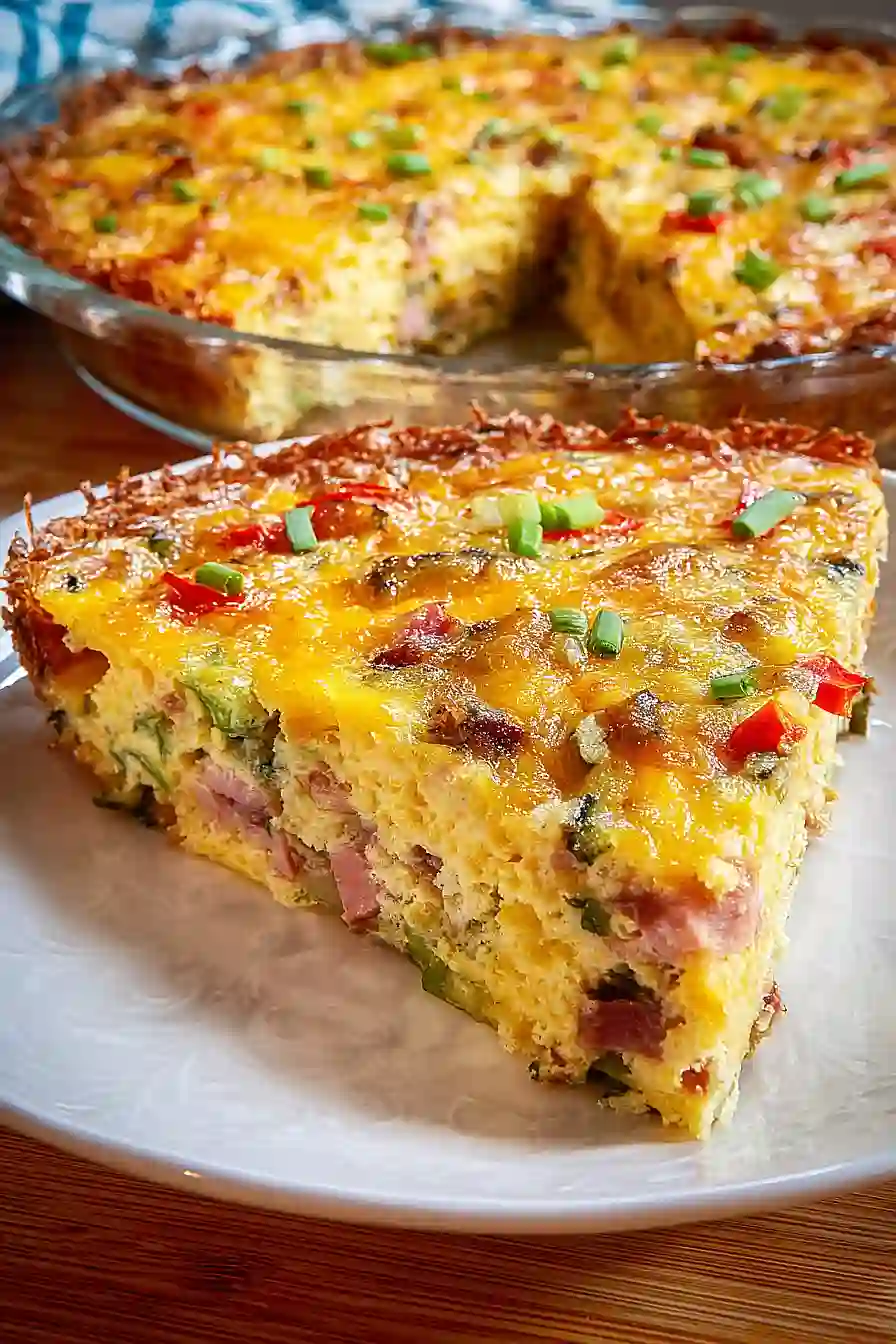 Hash Brown Crust Quiche with Ham and Cheddar