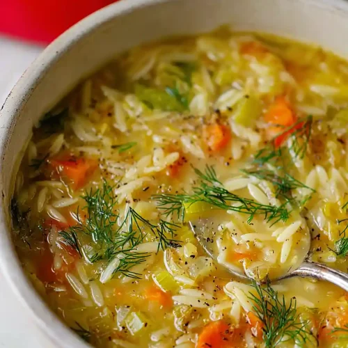 Orzo, Leek and Dill Soup