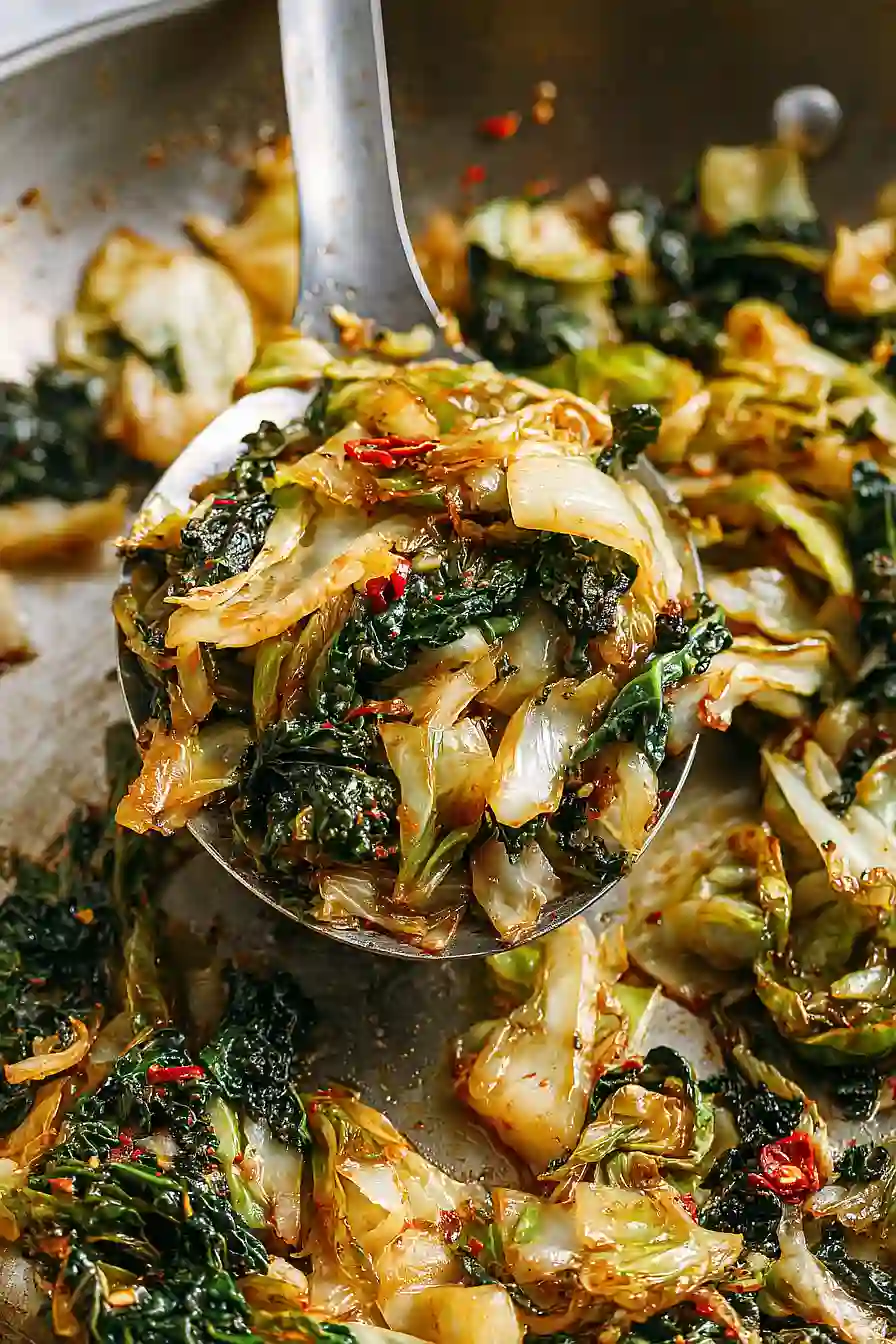 Garlic Sautéed Cabbage Kale Skillet