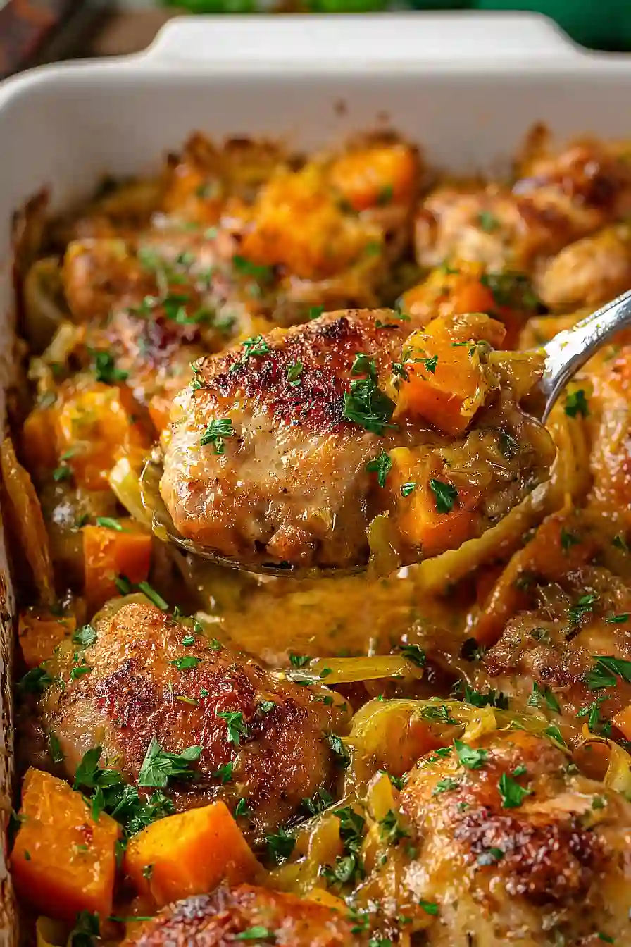 chicken leek and butternut squash bake