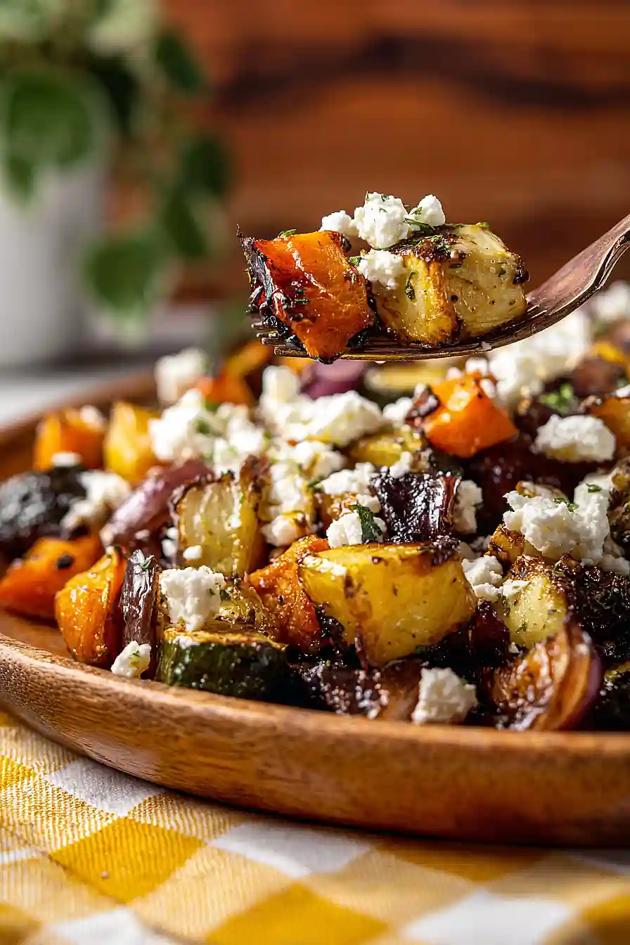 roasted vegetables with feta