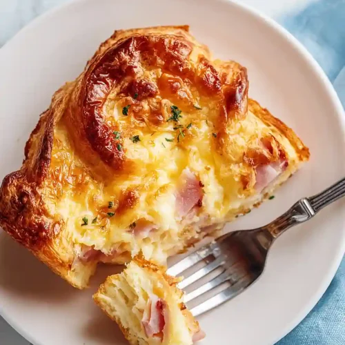ham and cheese croissant breakfast bake