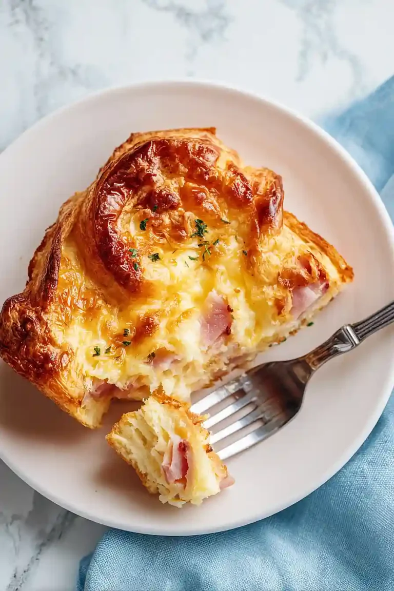 ham and cheese croissant breakfast bake