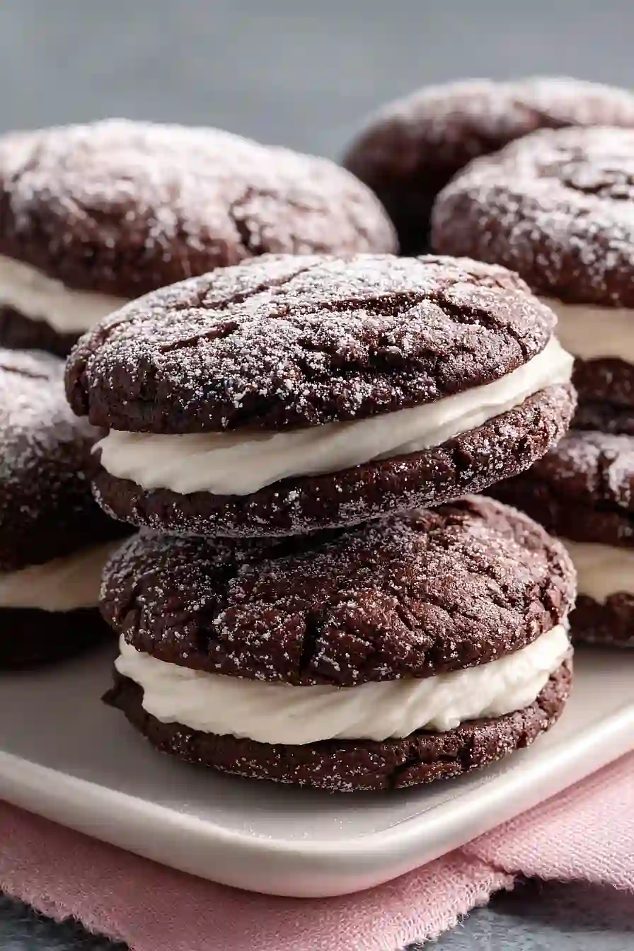 chocolate crinkle cookies with cream cheese frosting