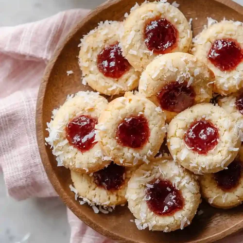 coconut jam thumbprint cookies