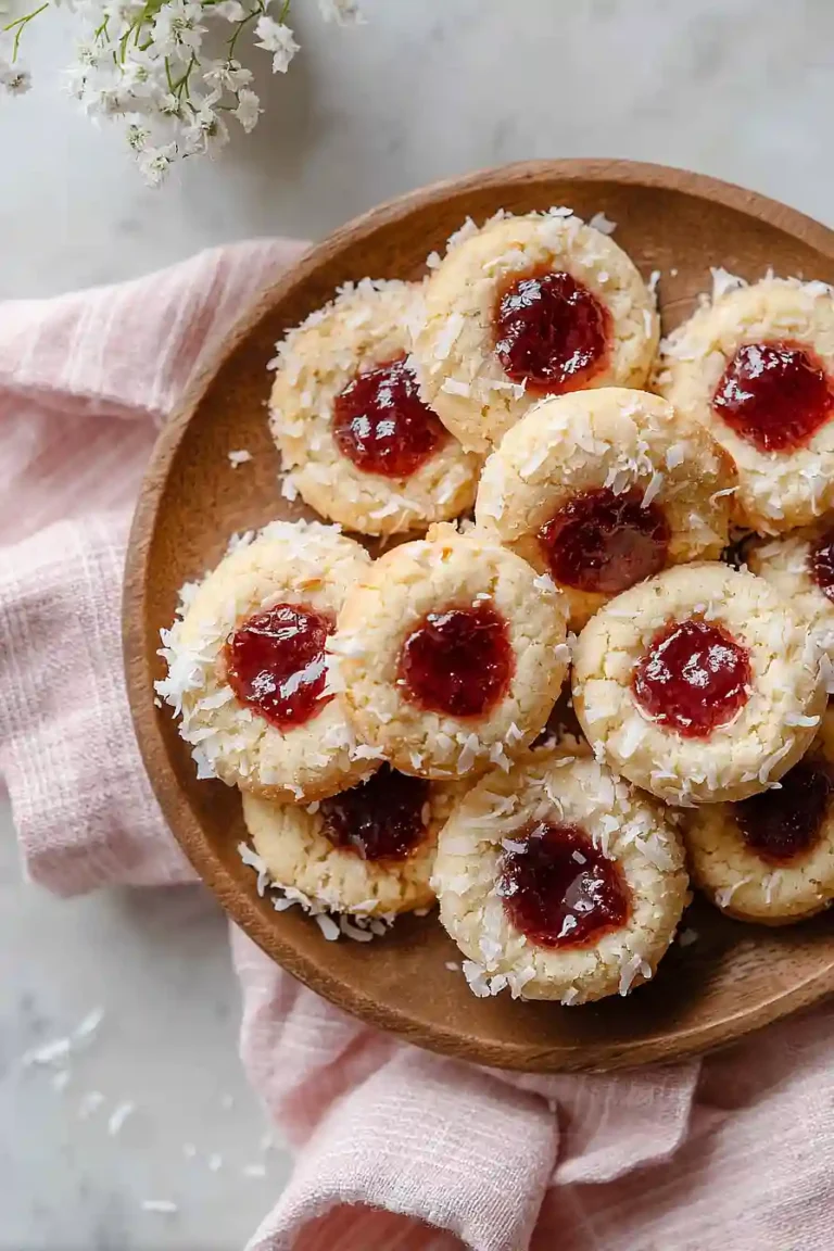 coconut jam thumbprint cookies
