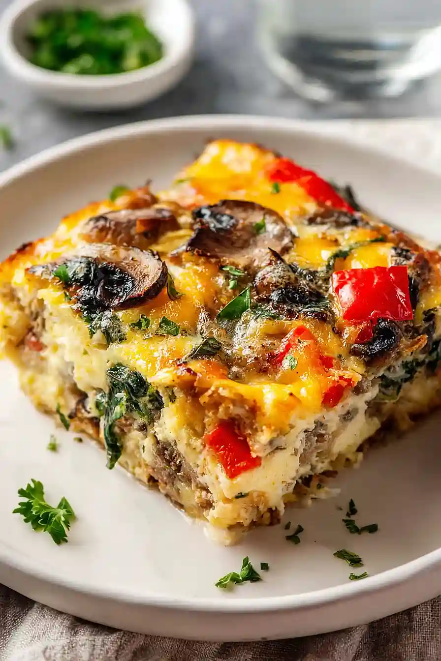 sausage spinach mushroom egg bake