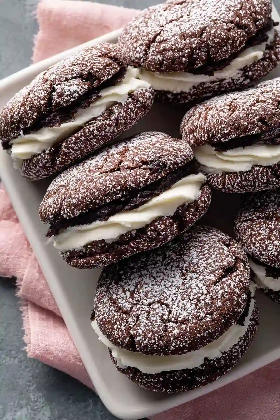 chocolate crinkle cookies with cream cheese frosting
