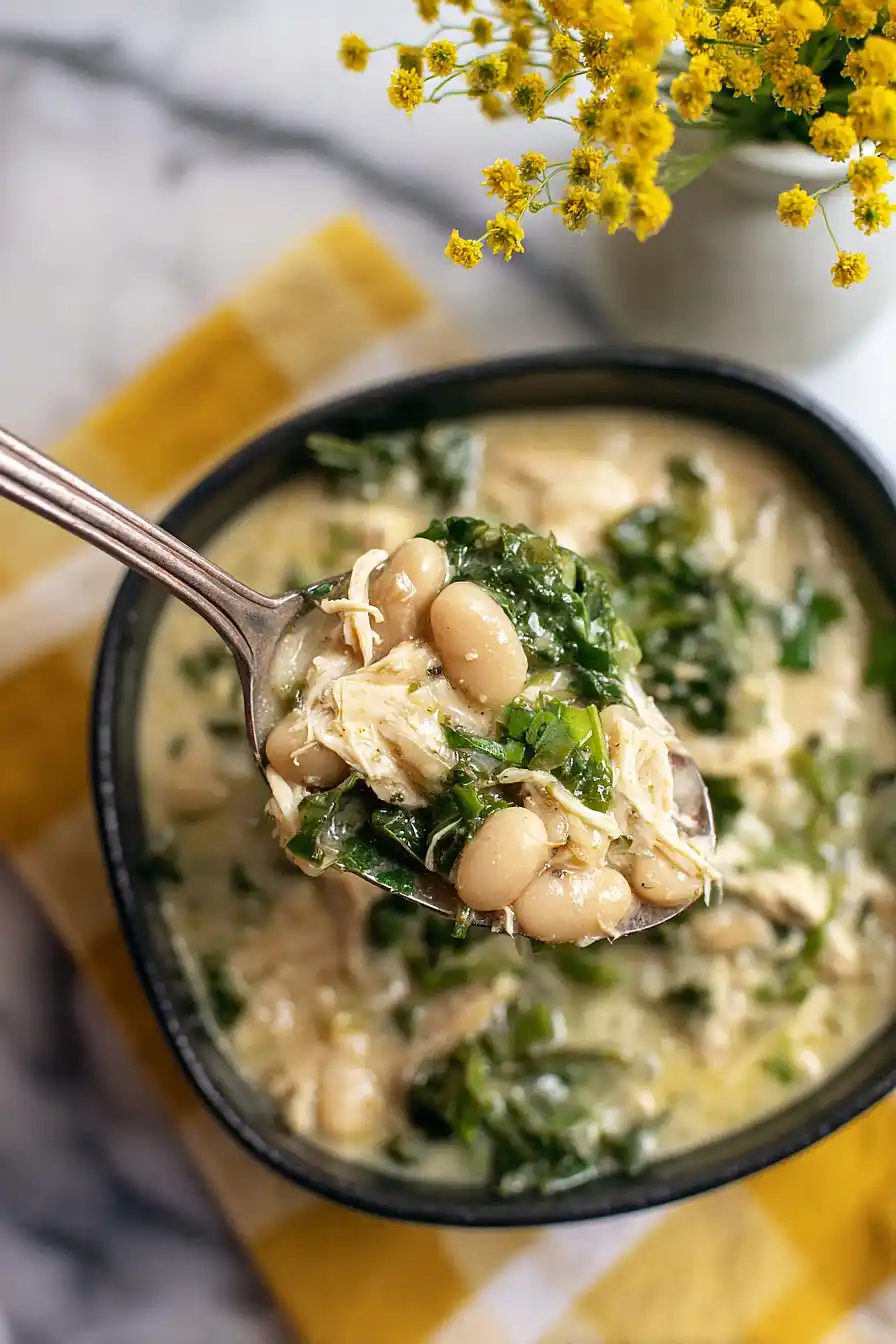 white chicken chili with kale
