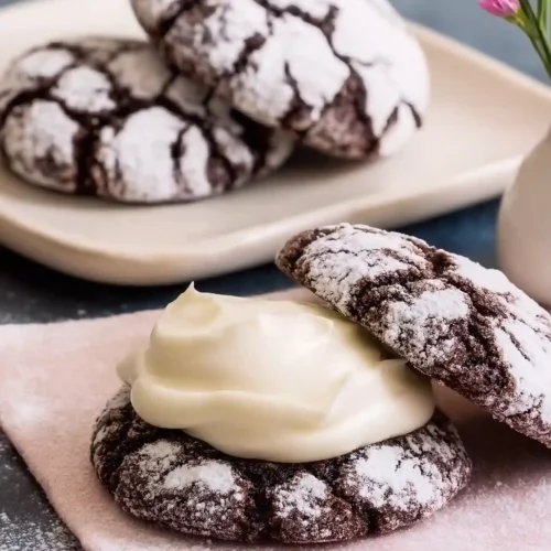 chocolate crinkle cookies with cream cheese frosting