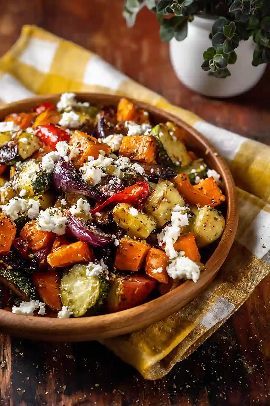 roasted vegetables with feta