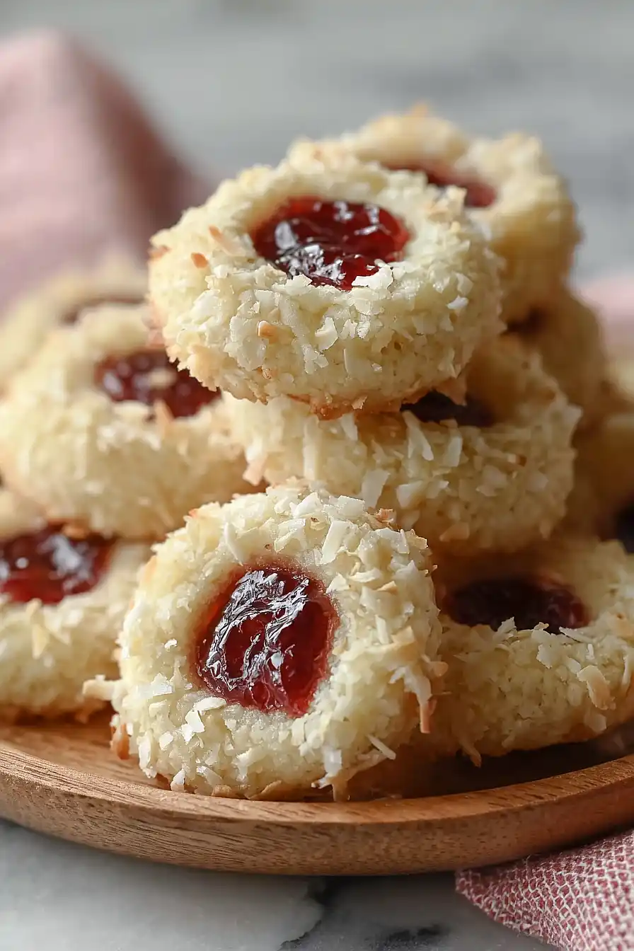 coconut jam thumbprint cookies