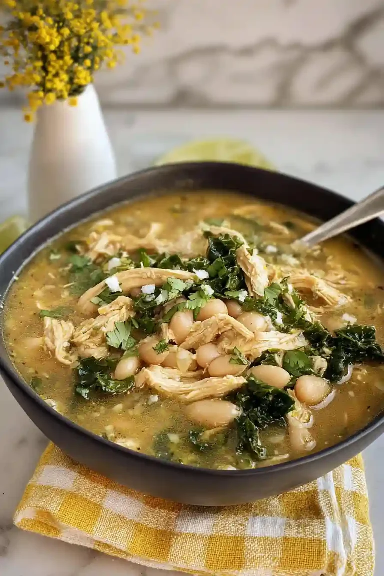 white chicken chili with kale